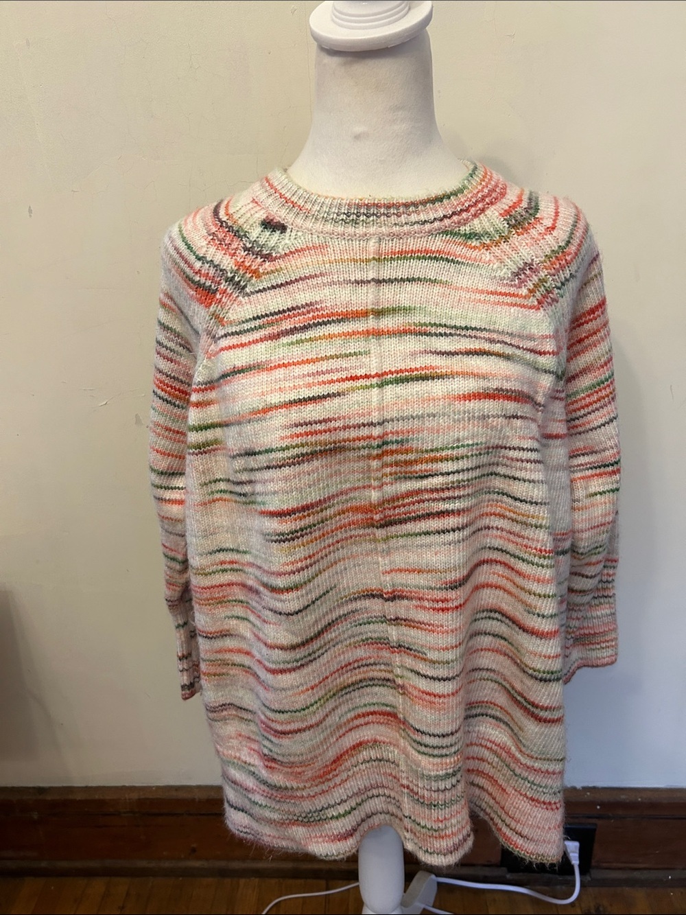 Lou & Grey Cozy Multicolor Striped Crewneck Sweater - White Base Size XS/S EUC